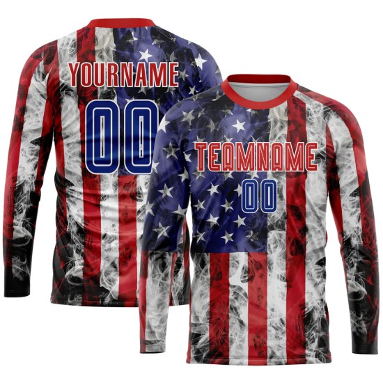 Custom-name team long-sleeve football kits – new sublimation-printed men’s/youth jerseys, made-to-sample design