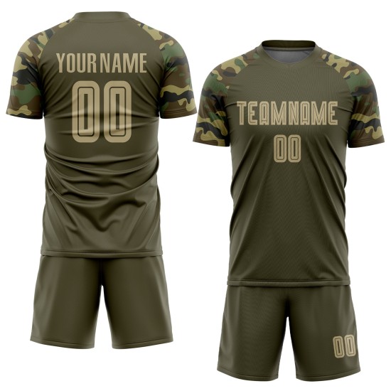 Gold-Camo Sublimation Salute To Service Uniform Soccer Olive Custom Jersey Vegas