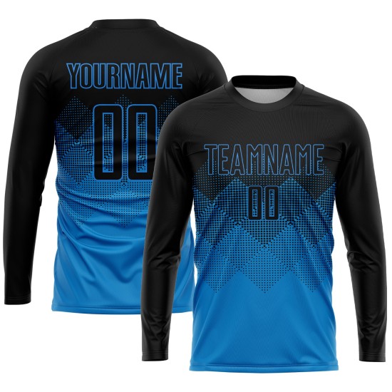 Jersey Uniform Blue Black Sublimation Soccer Custom