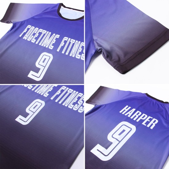 Purple White-Black Soccer Fade Uniform Jersey Custom Fashion Sublimation