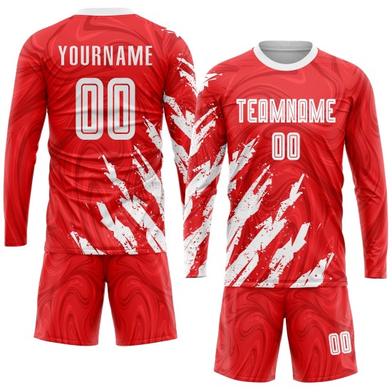 Jersey White Soccer Sublimation Uniform Custom Red