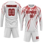 Sublimation White Soccer Custom Red-Black Uniform Jersey