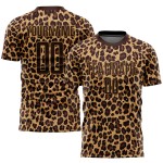 Brown Leopard Soccer Brown-Old Uniform Jersey Gold Custom Sublimation