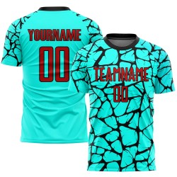 Uniform Soccer Sublimation Red-Black Jersey Custom Aqua