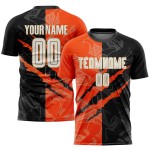 Orange-Old Black Pattern Sublimation Graffiti Uniform Custom Jersey White Scratch Soccer Gold